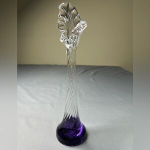 Signed Murano Art Glass Vase Noale 1996 Purple Base 12” Sculptural Italian